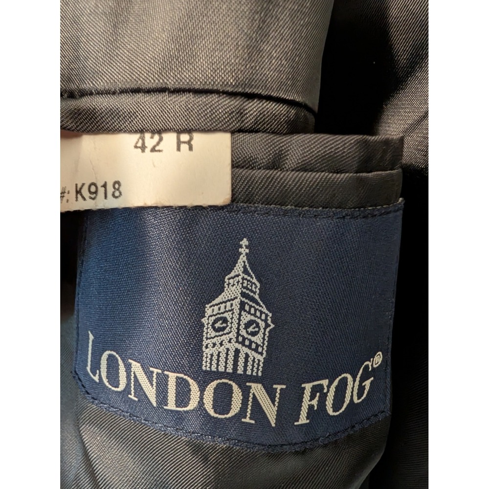 Vintage London Fog Mens 42R Overcoat Charcoal Grey Single Breasted Topcoat Long - Picture 4 of 9